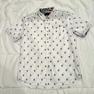 Sunrise Kingdom Vintage Design size L, pug design button down